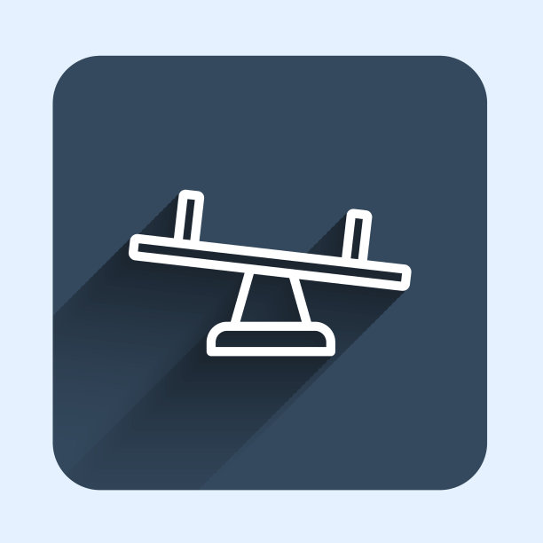 白线跷跷板图标与长阴影隔离图片下载