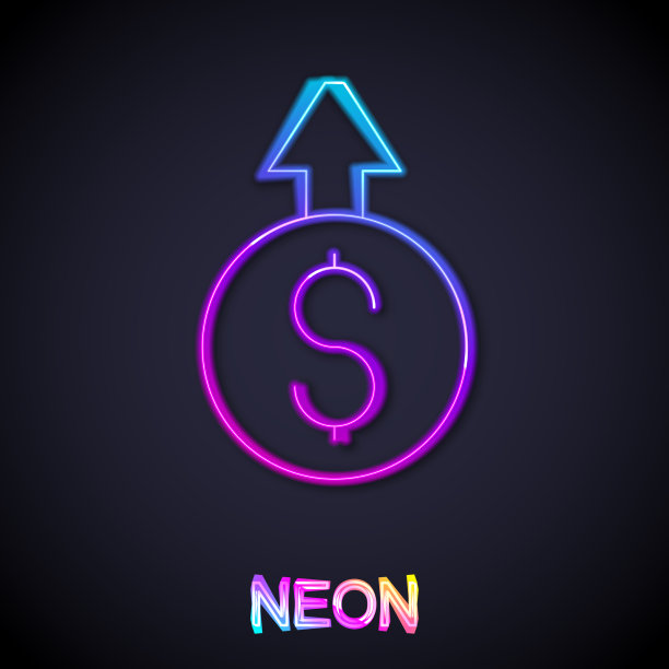 霓虹闪烁行金融增长美元币图片下载