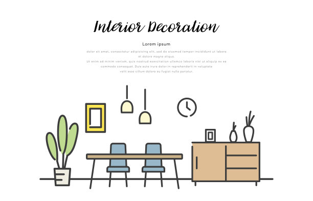 矢量插画材料:室内室内设计图片下载