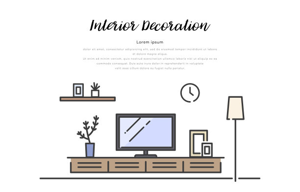矢量插画材料:室内室内设计图片下载