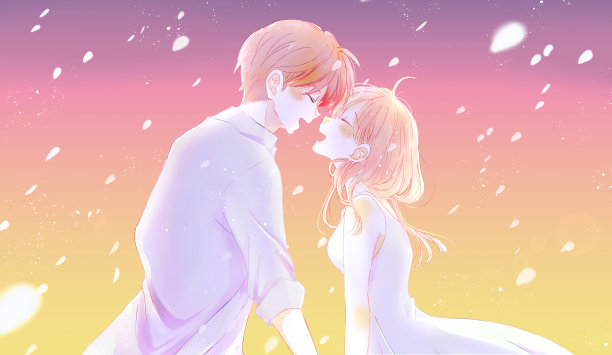 幸福的男人和女人面对面图片下载