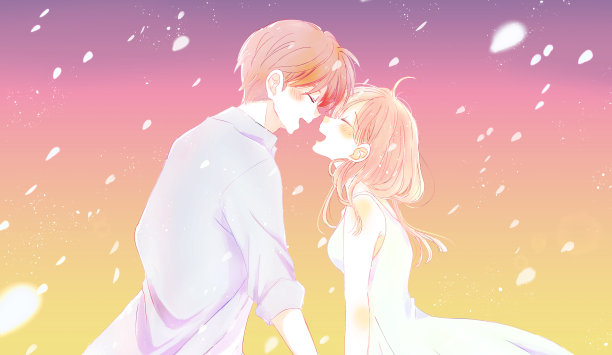 幸福的男人和女人面对面图片下载