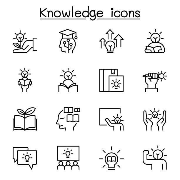 知识的学习和学习的图标集于一身图片下载