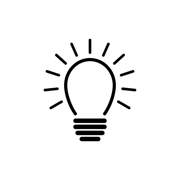矢量图标的灯泡充满了光，想法，创造性和分析性思维。图片下载