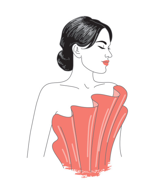 深色头发的女人穿着红色的裙子图片下载