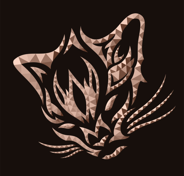 低聚艺术与彩色红猫头图片下载