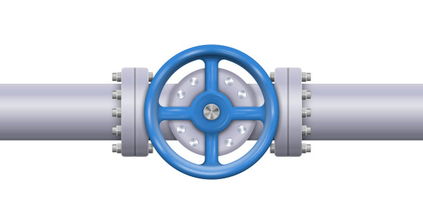 通过管道的油、气或水。阀门隔离的管道施工。工业系统。矢量插图。图片下载