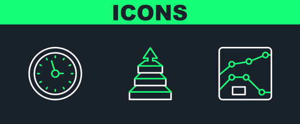 设置线形图、图表、时钟和金字塔图片下载