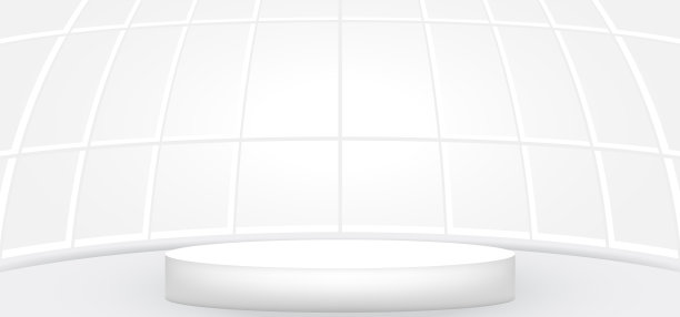 空的白色房间，白色的圆形舞台或讲台图片下载