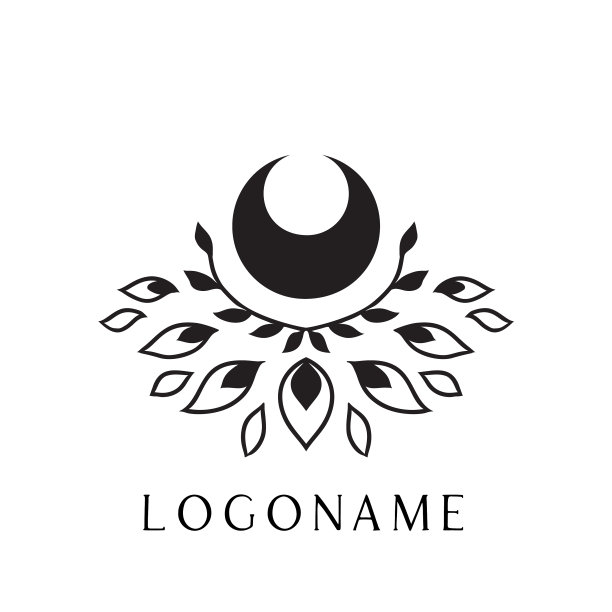 月亮神秘的曼荼罗莲花标志图片下载