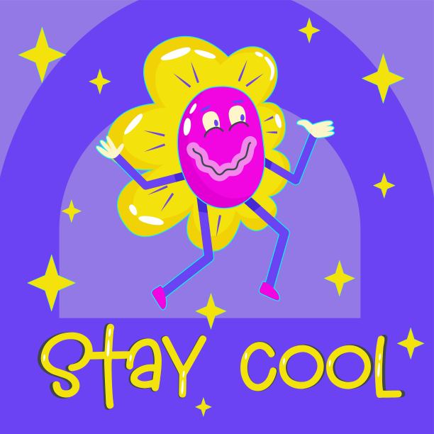 漫画当代漫画微笑海报现代为旗帜设计。向量的封面。复古快乐的花朵矢量艺术插画。艺术收藏。几何背景图片下载