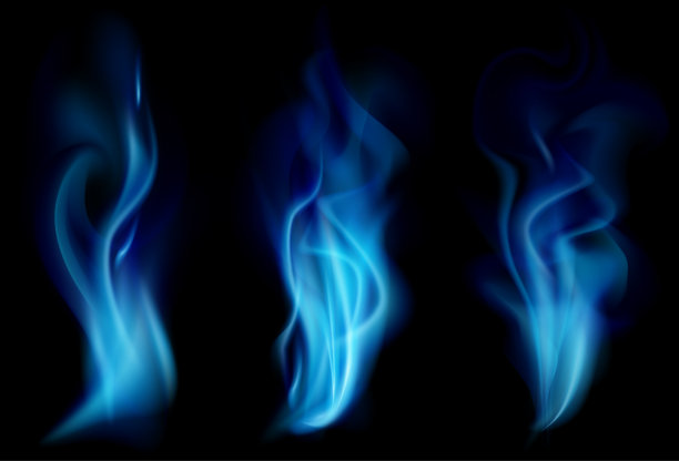蓝色集烟，气体或燃料。矢量在透明背景上隔离烟雾图片下载