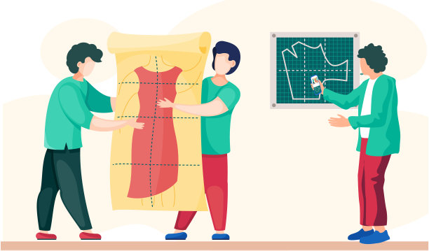 男人们正在试穿衣服。设计师正在比较订单。男人们拿着衣服的图案图片下载