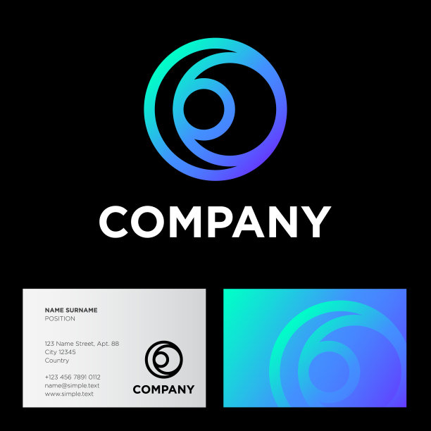 公司标志和企业标识。的名片。字母o蓝色渐变圆形图标像水管。漩涡,漩涡图标。图片下载