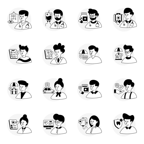 医疗和保健雕文线图标包图片下载