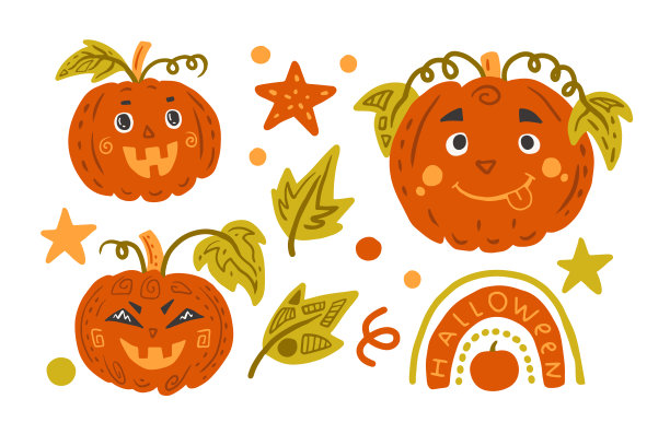 万圣节南瓜集合向量图片下载