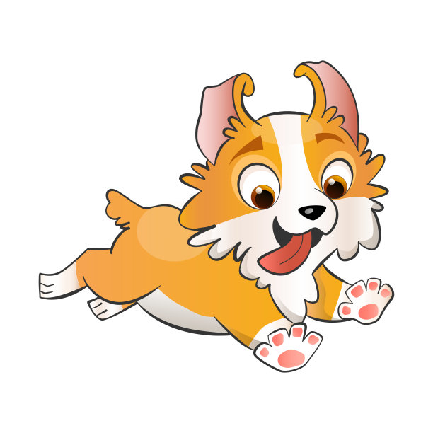 蹦蹦跳跳的柯基犬卡通形象图片下载