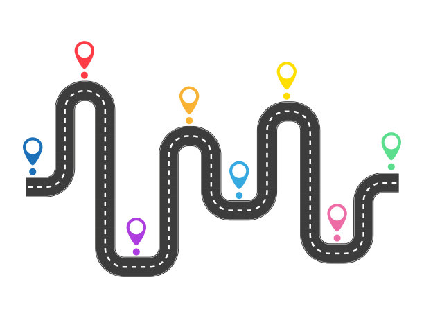 弯弯曲曲的沥青道路，用针。图片下载