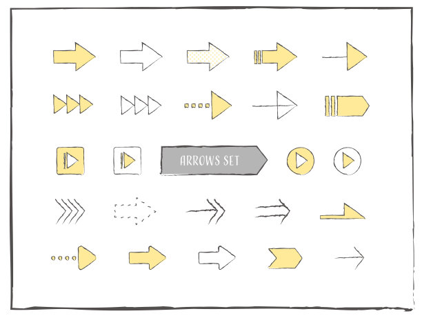 手写的箭头矢量插图图标集图片下载