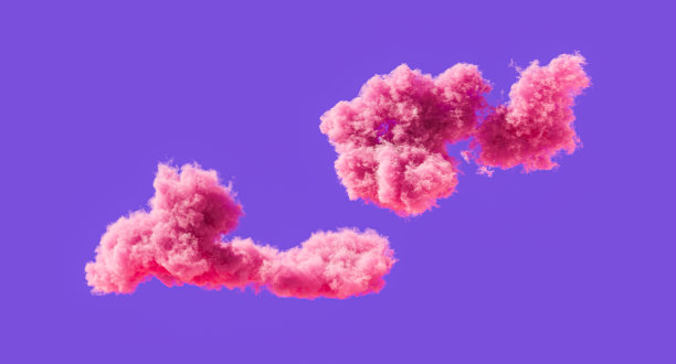 粉红色的云，浪漫的软云形成，3d渲染图片下载