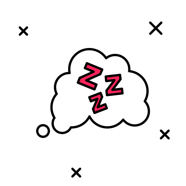 填充轮廓昏昏欲睡图标孤立的白色图片下载