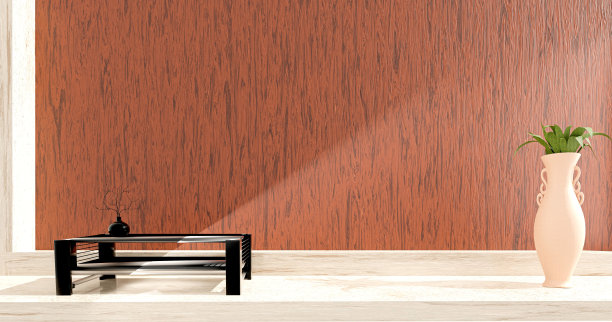 豪华的室内造型，宽敞的空间，硬木后墙，大理石地板，装饰性陶瓷和一个小橱柜。室内豪华设计理念。三维演示图片下载