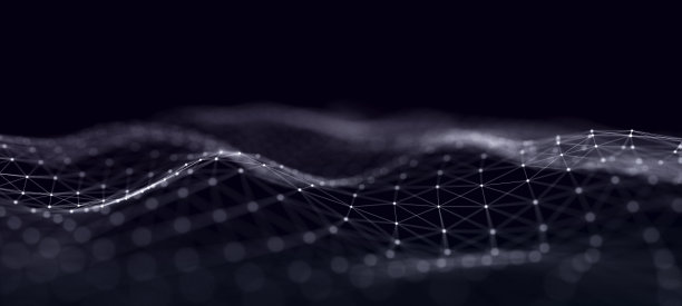 未来的抽象的网格。波与点和线的连接。3 d渲染。图片下载