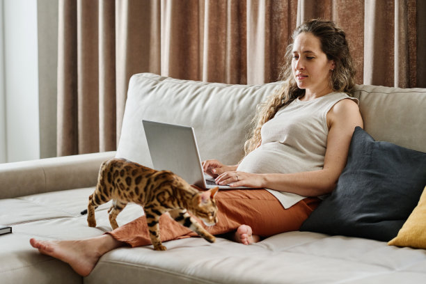 年轻严肃的女商人，穿着便装，在家用笔记本键盘打字图片下载