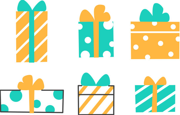 礼品盒平线图标设置在白色背景图片下载