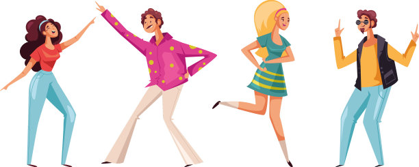 复古的男女角色迪斯科舞者图片下载