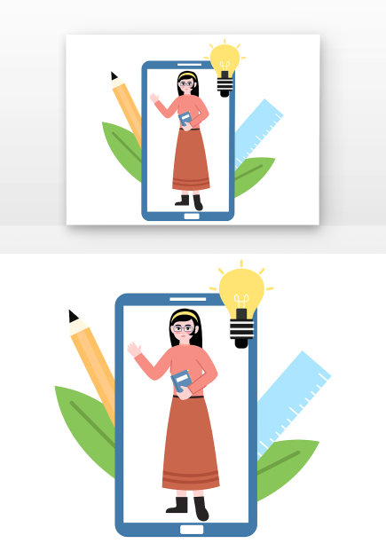 矢量创意手机前的教师图片下载