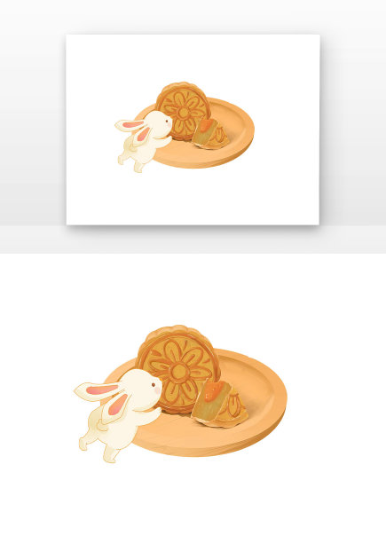 中秋可爱兔子与月饼图片下载