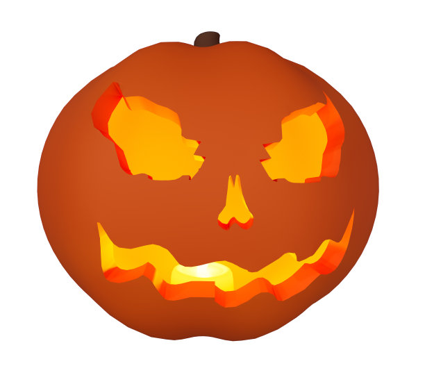 3d插画万圣节南瓜内蜡烛发光，万圣节背景设计元素图片下载