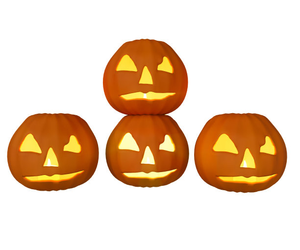 3d插画万圣节南瓜内蜡烛发光，万圣节背景设计元素图片下载