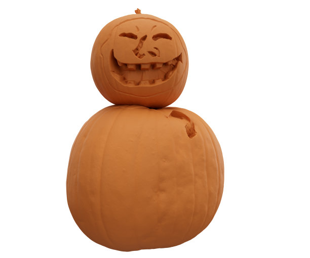 3d插画万圣节南瓜顶部之一，万圣节背景设计元素图片下载