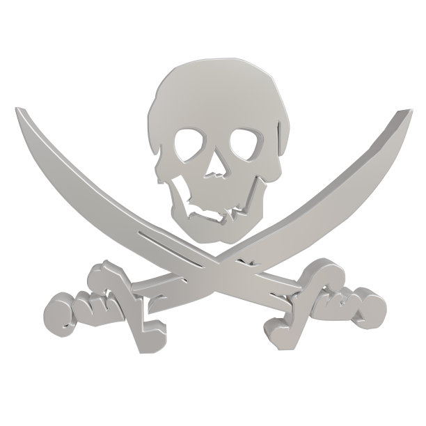 3D插图头骨符号孤立在白色背景与剪切路径。图片下载