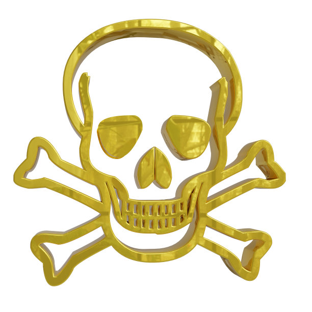 3D插图头骨符号孤立在白色背景与剪切路径。图片下载