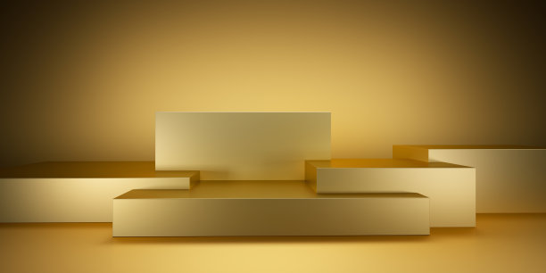 金色领奖台的3d渲染图片下载