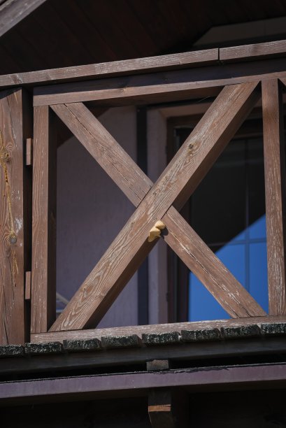 被寄生真菌感染的木质栏杆图片下载