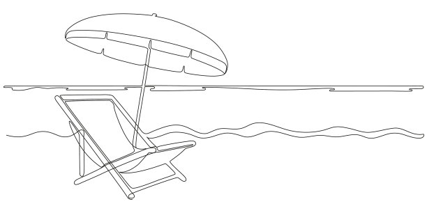 海滩上的沙滩伞和沙滩椅连绵不绝图片下载