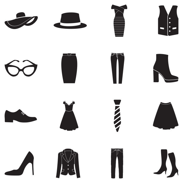 时髦的衣服图标。黑色的平面设计。矢量插图。图片下载