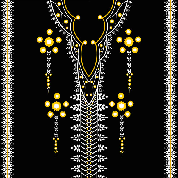 传统的几何民族刺绣领口图案设计图片下载