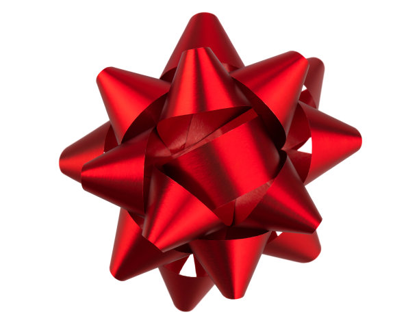 圣诞节的装饰用彩纸做成的彩带，孤立的蝴蝶结在白色的背景上图片下载