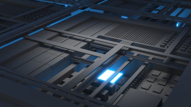 抽象未来科幻结构背景，纳米技术结构，纳米技术处理芯片结构，3d渲染图片下载