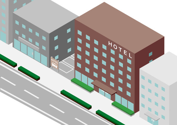 等距城市酒店大楼图片下载
