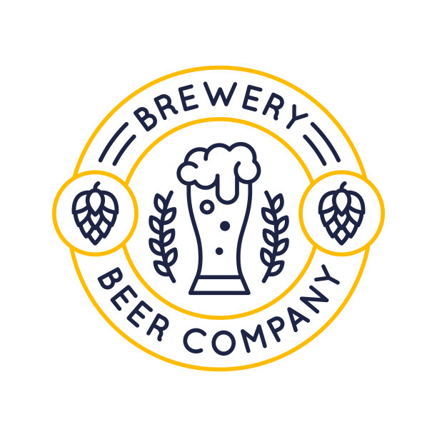 啤酒的标志。圆形图标与一杯啤酒设计的啤酒屋，酒吧，啤酒厂，啤酒商店。矢量图图片下载