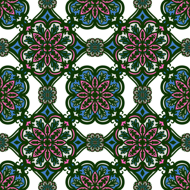 重复的复古几何图案。织物印刷。无缝图案背景，马赛克装饰，复古风格。在织物上设计印花图片下载