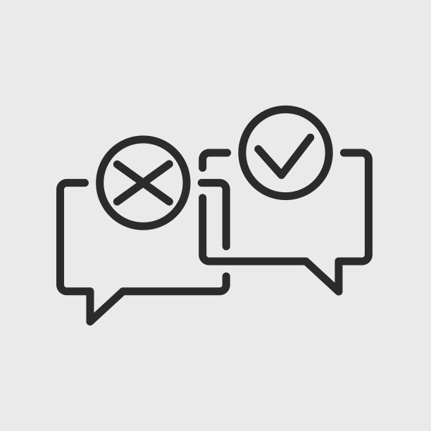 对话图标。为社交媒体、网页和应用程序设计的带有交叉和复选标记的语音气泡。矢量图图片下载