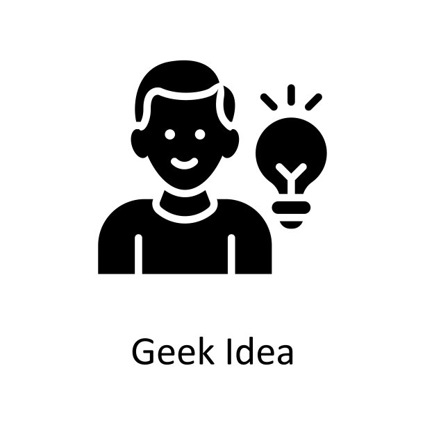 极客的想法矢量固体图标设计插图。杂项符号在白色背景EPS 10文件图片下载