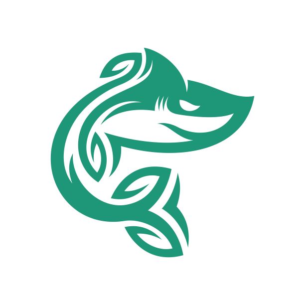 鲨鱼自然树叶标志设计图片下载
